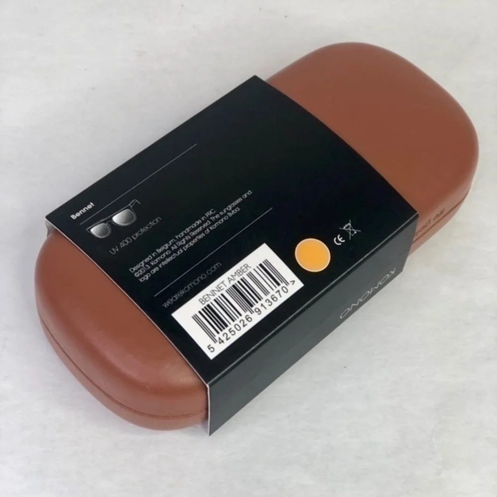 KOMONO Bennet Amber Sunglasses NEW tan gold shield UV400